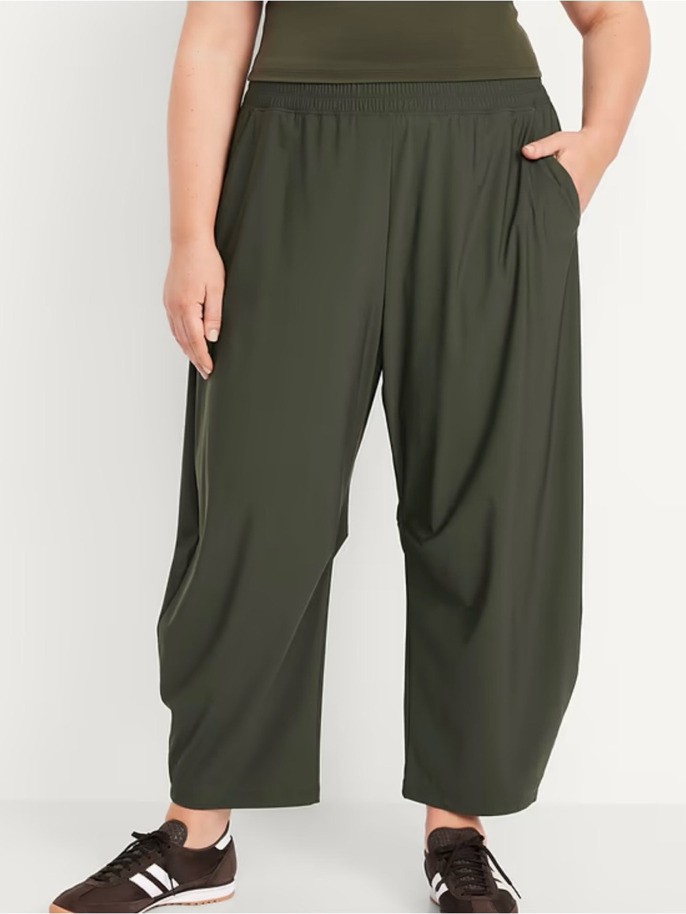 High-Waisted SleekTech Barrel Ankle Pants Green XXL TALL